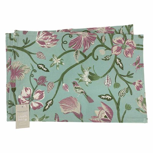 Forever England Lulworth Set Of 2 Cotton Placemats - Duck Egg